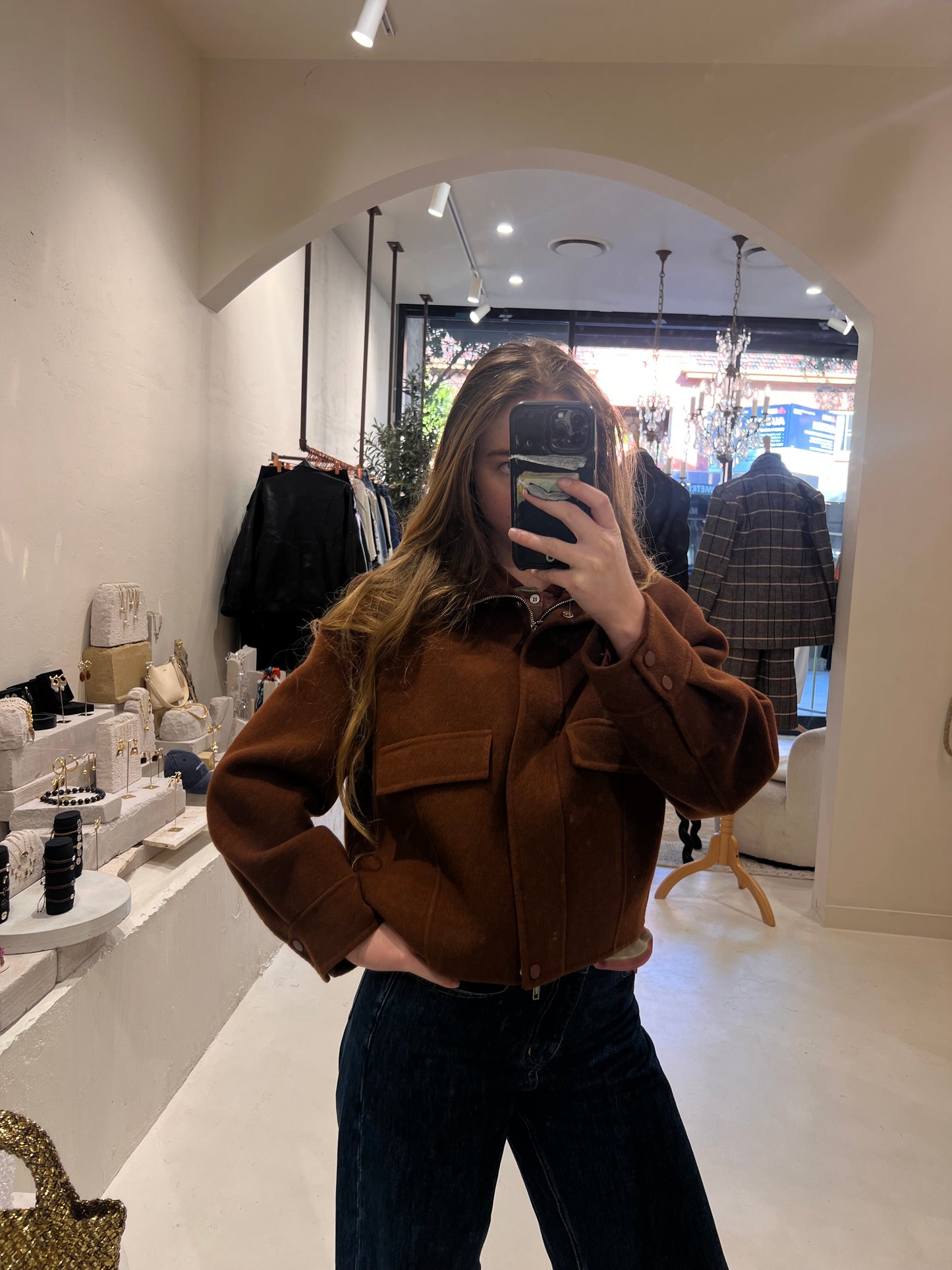 Fleece Bomber - Rusty Red