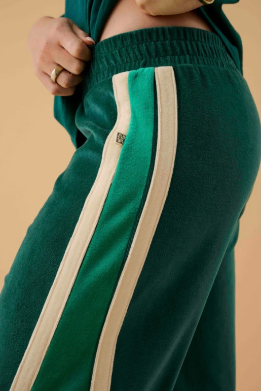 ARAMINTA JAMES Velour Splice Trackpant in Storm Green