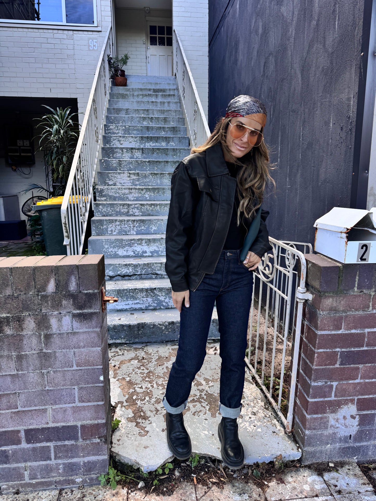 Brown Leather Bomber Jacket