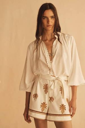 Aur Océa Scallop Billow Sleeve Blouse