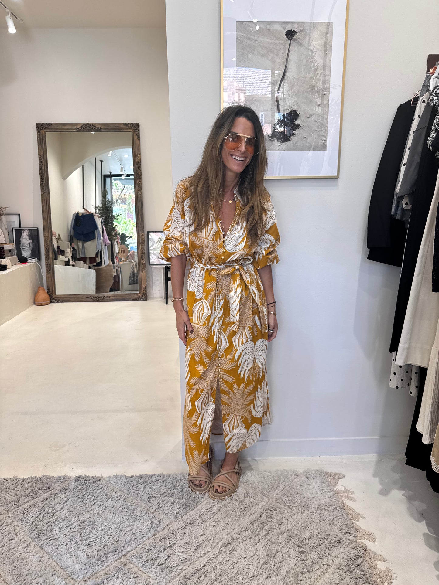 Aur Ocea - Long Pattern Yellow Dress