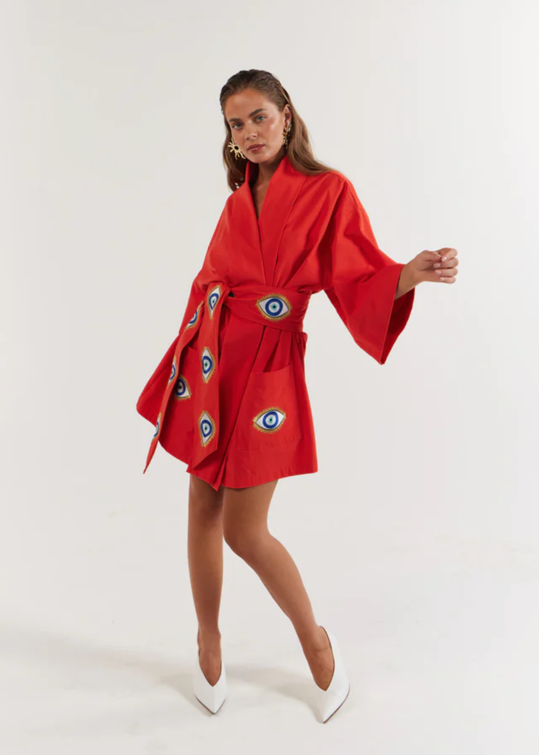 La Bohème Girls Nirvana Robe Dress Evil Eye - Tangerine