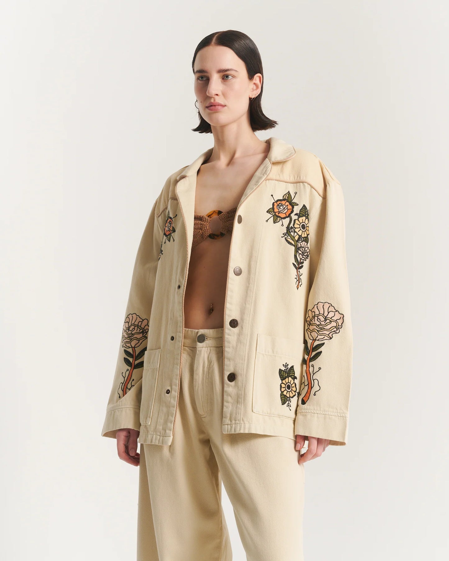 The Tales Floral Denim Overshirt Jacket