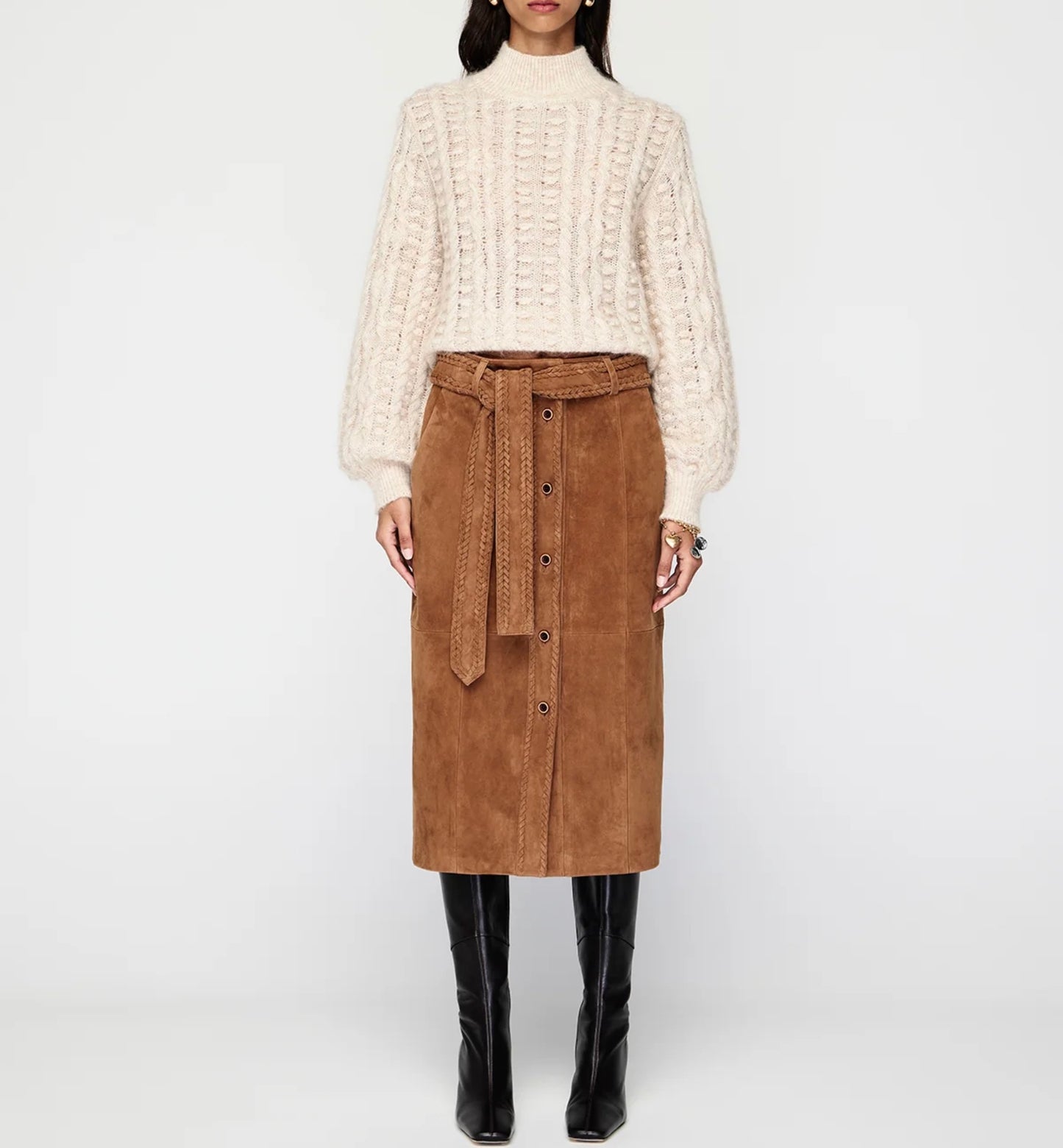 Mos Nola Suede Midi Skirt
