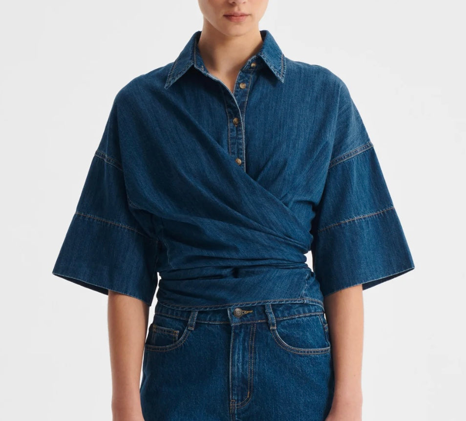 Tatum Wrap Shirt Blue