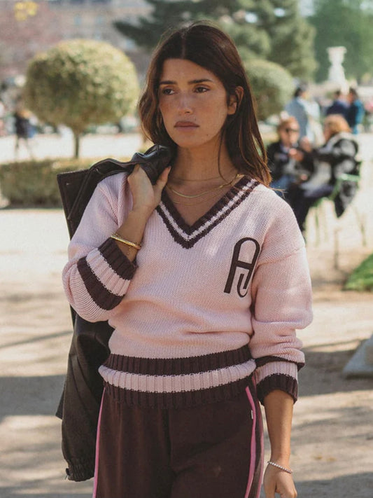 AJ V NECK KNIT SWEATER DUSTY ROSE