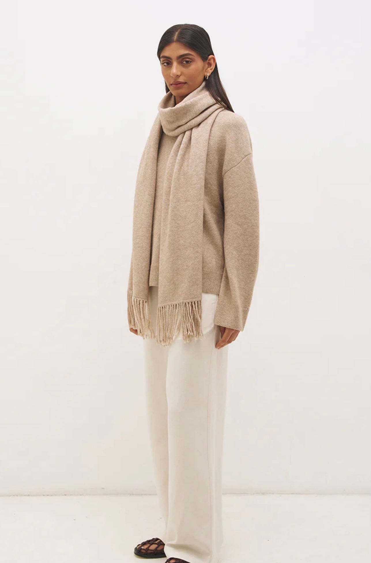 Scarf Knit Jumper Natural - Mon Renn