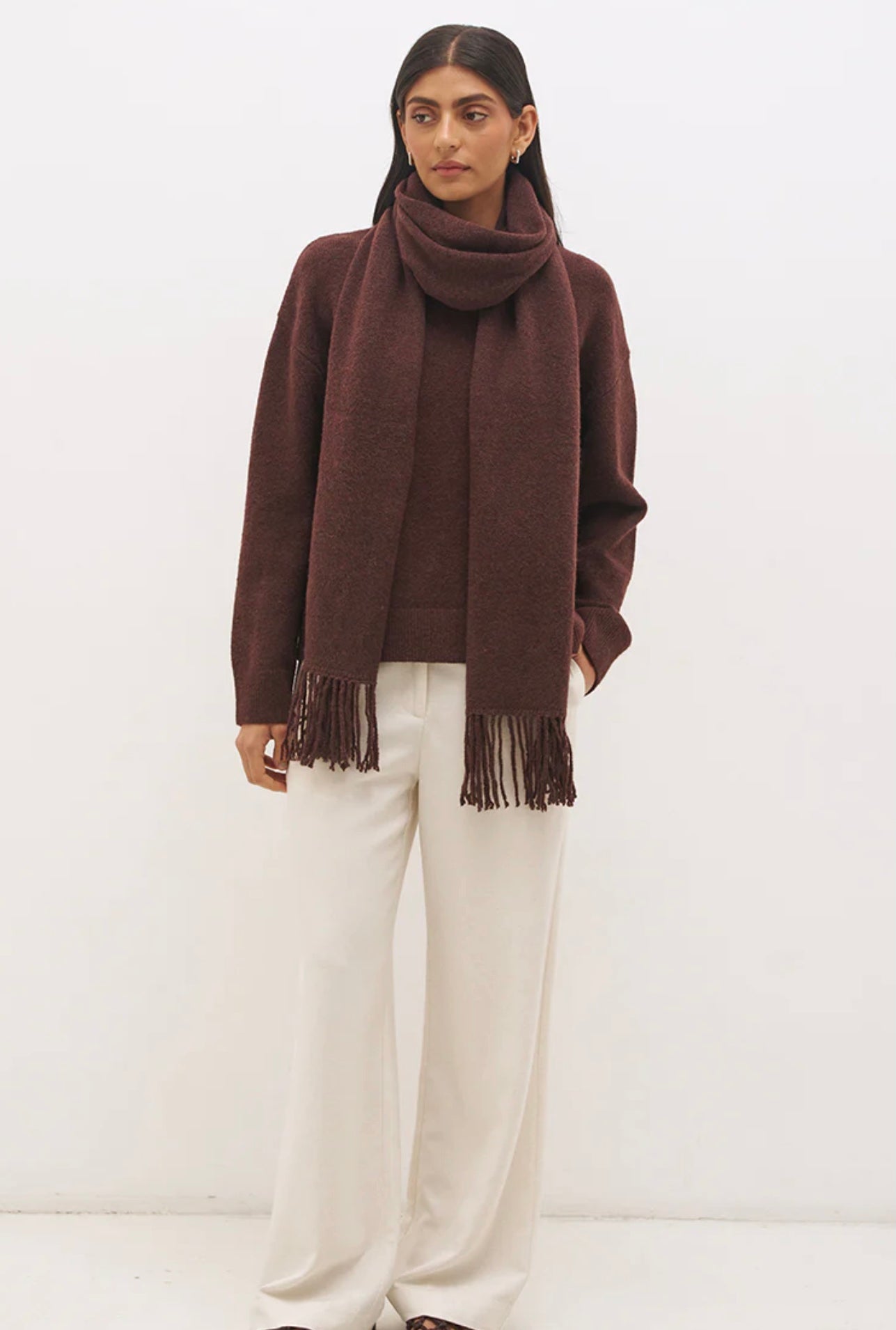 Scarf Knit Jumper Cacao - Mon Renn