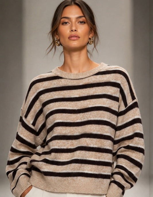 Little Lies - Brown Stripe Knit