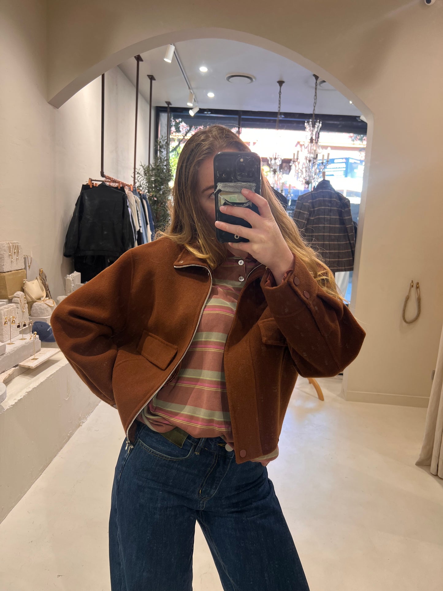 Fleece Bomber - Rusty Red