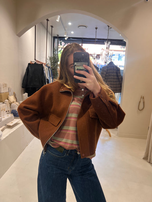 Fleece Bomber - Rusty Red