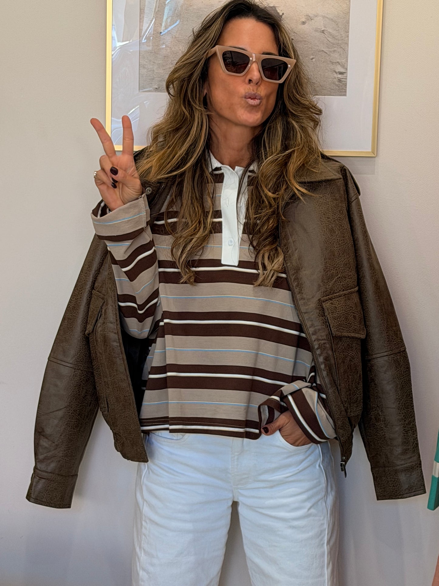 The Chelsea Long-Sleeved Polo Brown