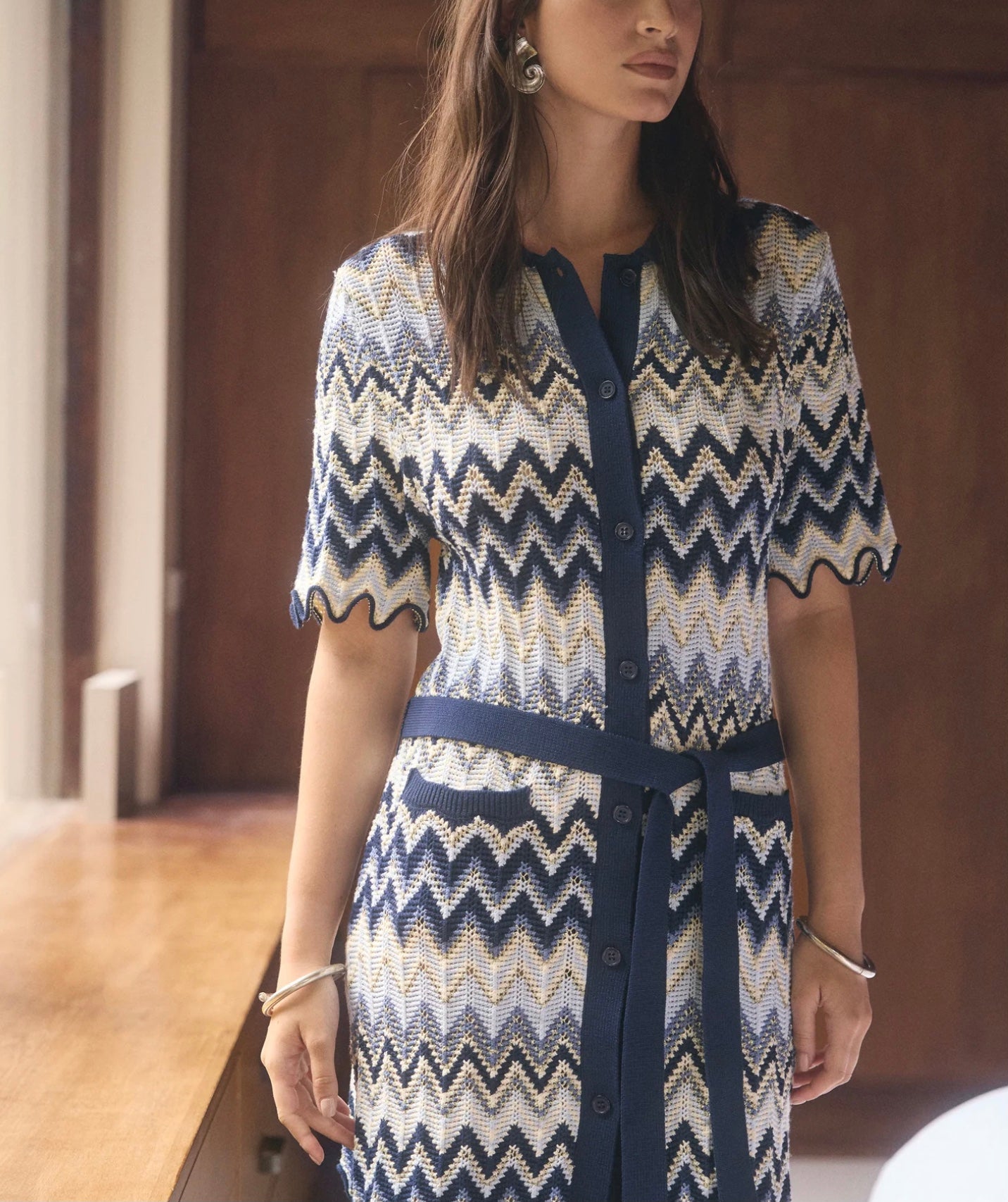 Pulse Knit Mini Shirt Dress - Mos