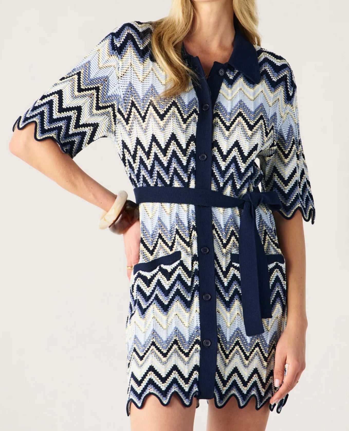 Pulse Knit Mini Shirt Dress - Mos