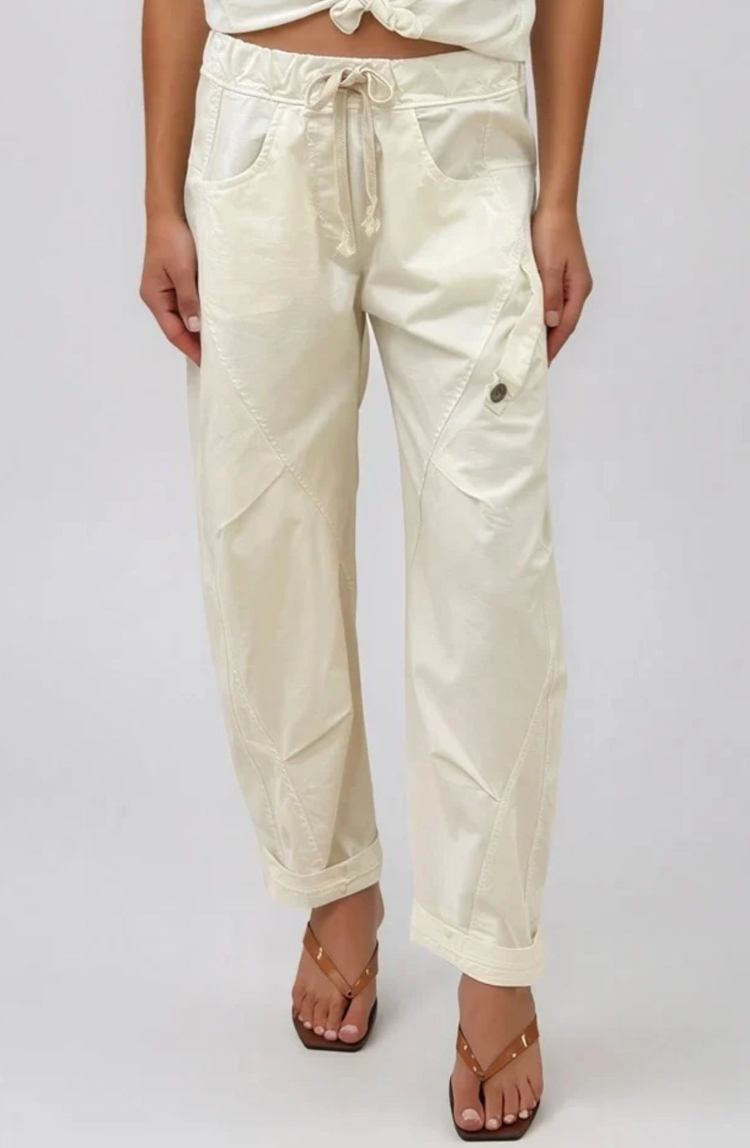 La Gemme Lucia barrel pants cream