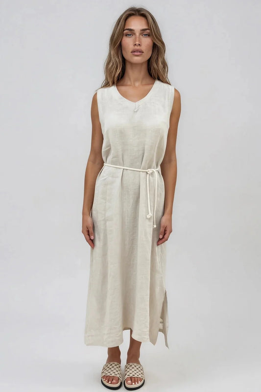 La Gemme Alessia Linen Belted Dress