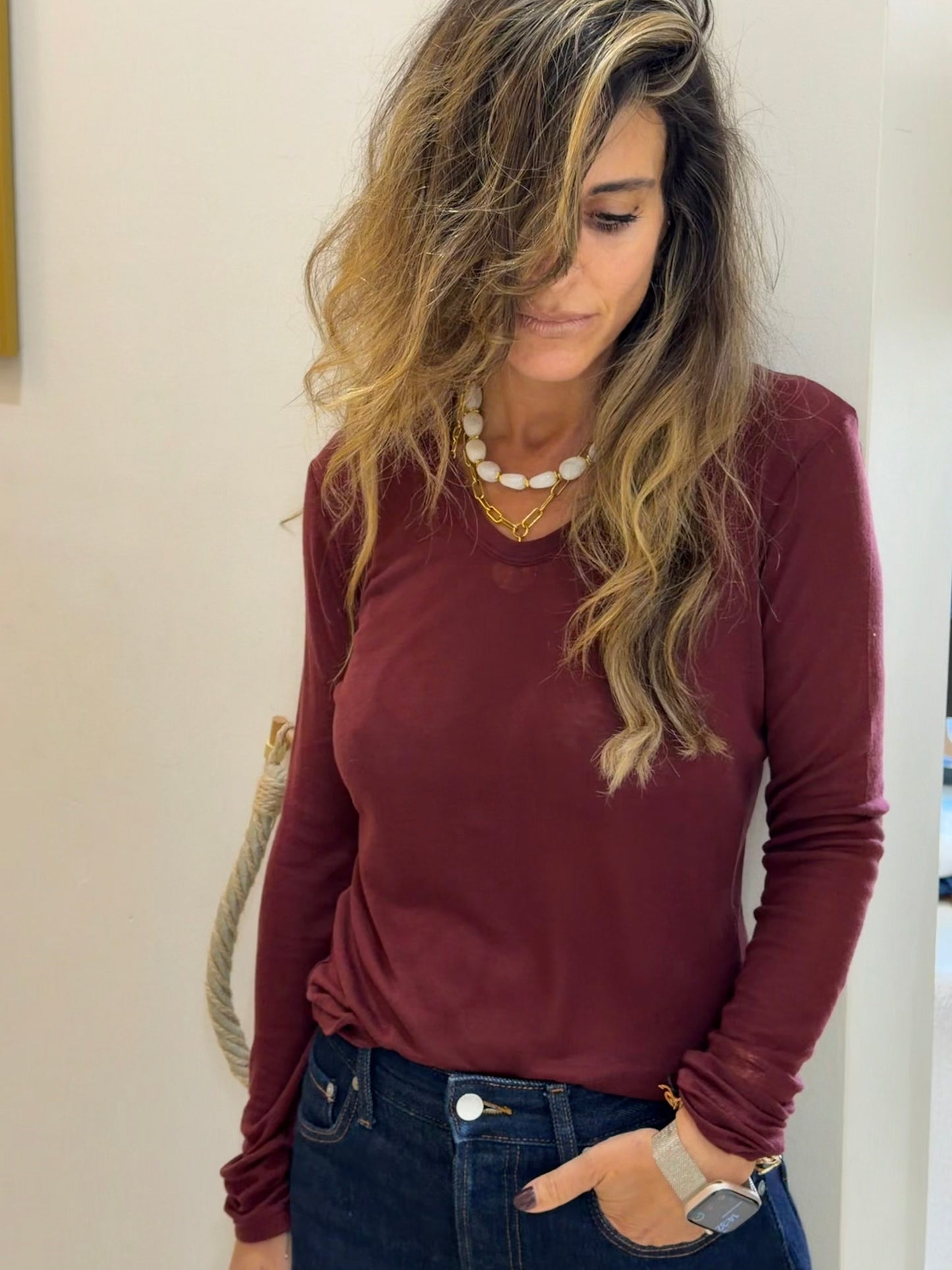 Long Sleeve Top - Burgundy