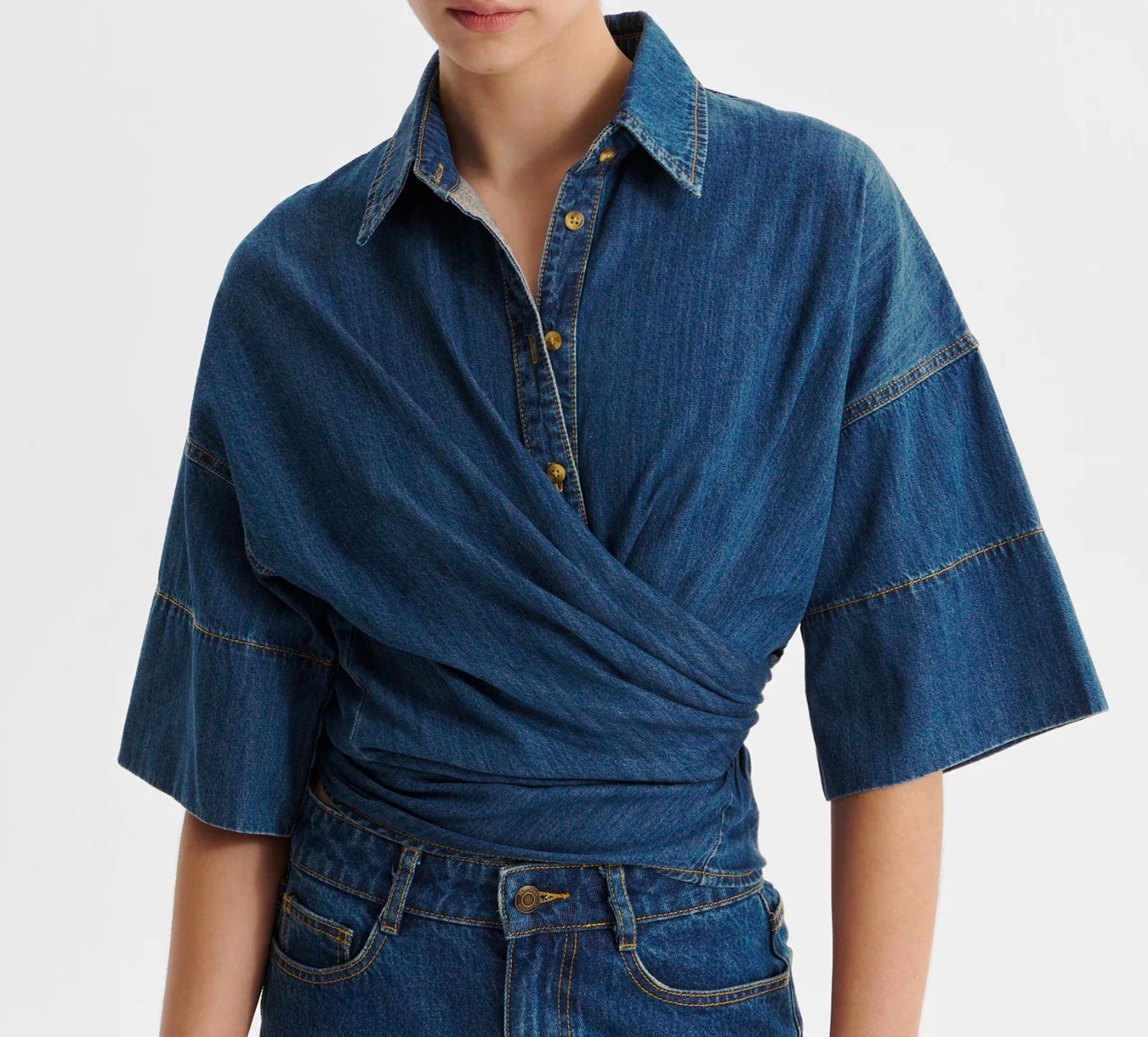 Tatum Wrap Shirt Blue