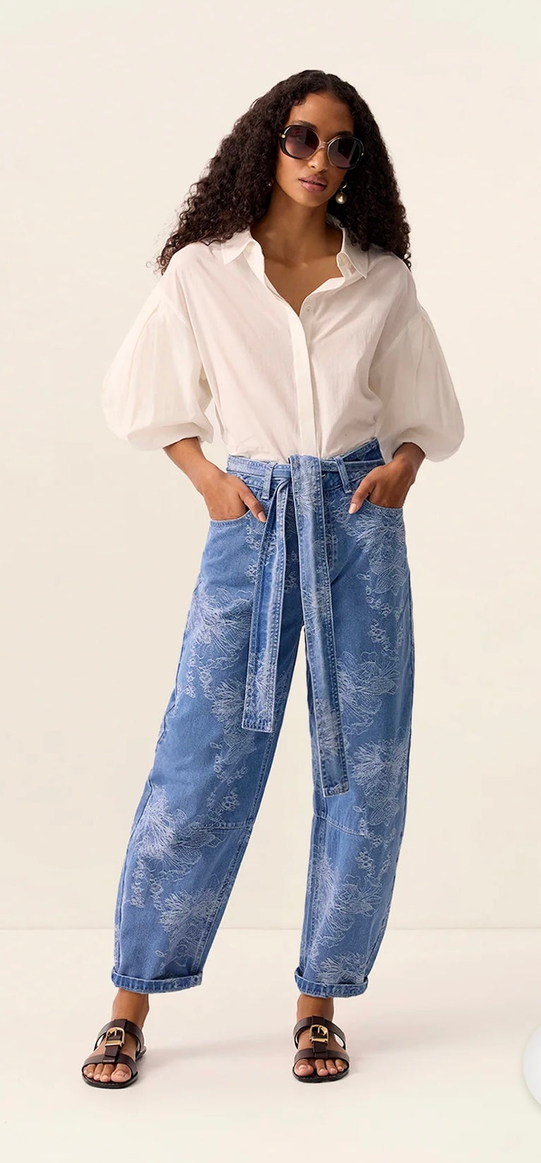 Elodie Denim Barrel Pants - Mos