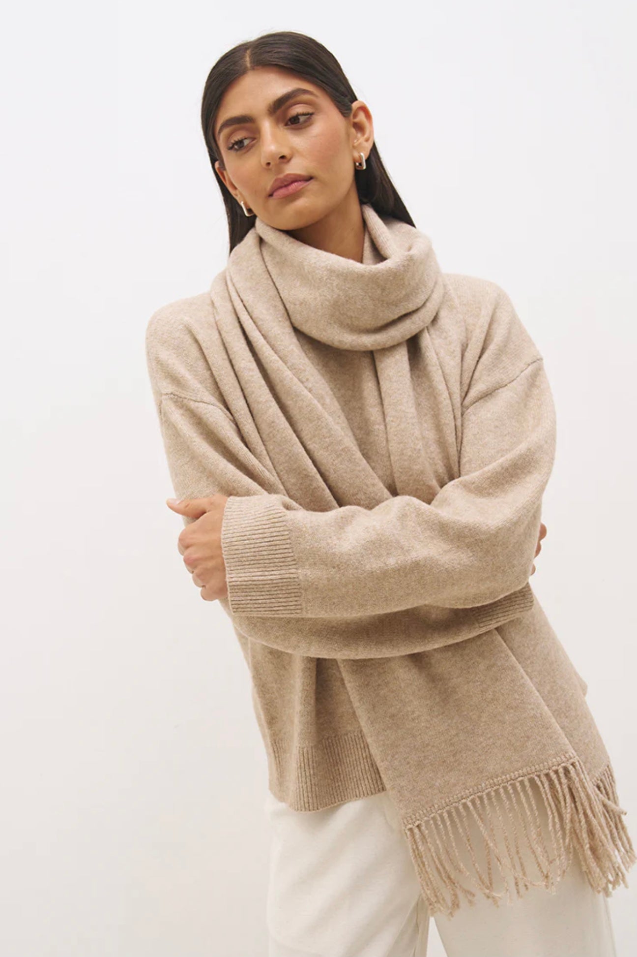 Scarf Knit Jumper Natural - Mon Renn