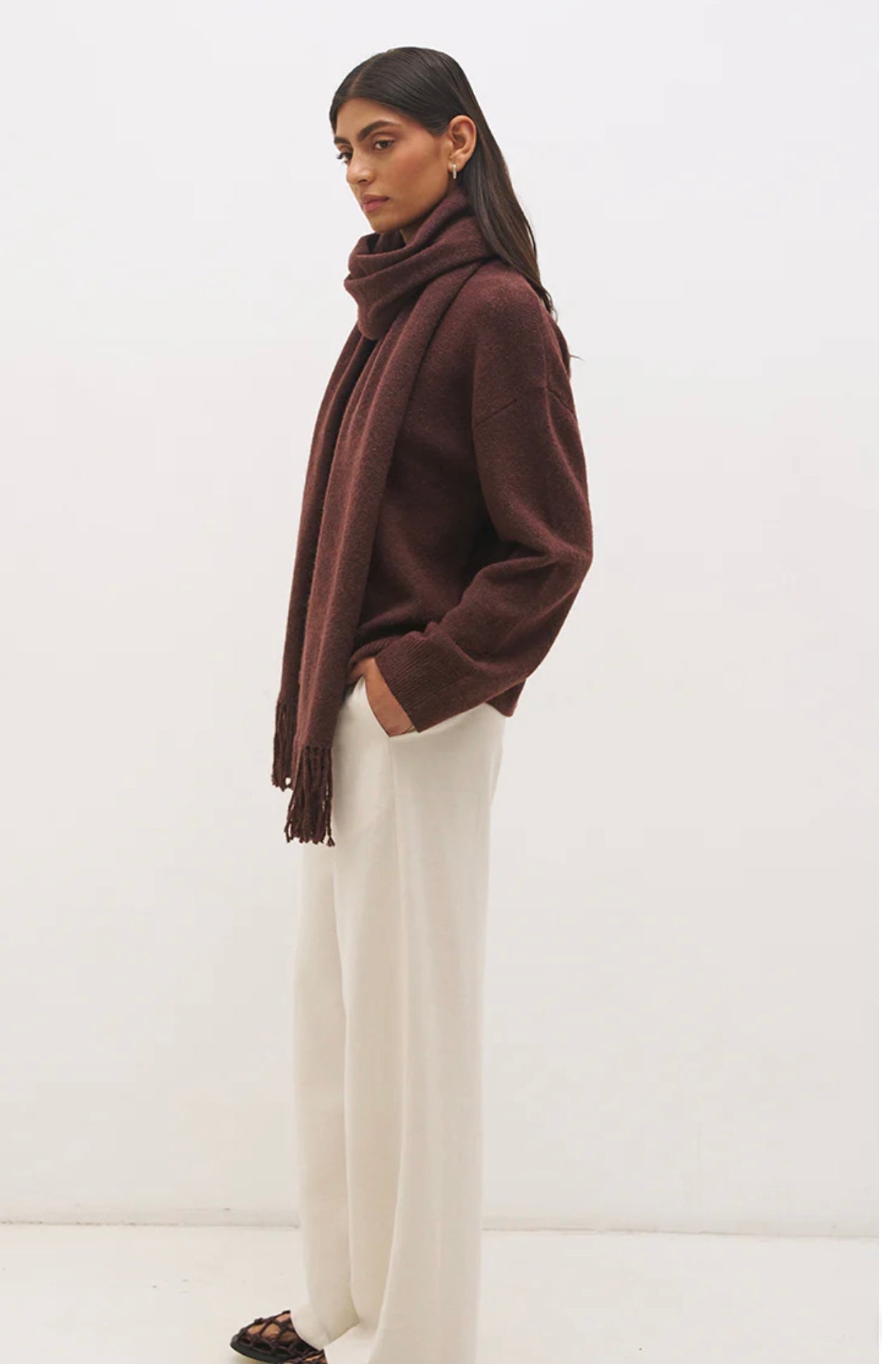 Scarf Knit Jumper Cacao - Mon Renn