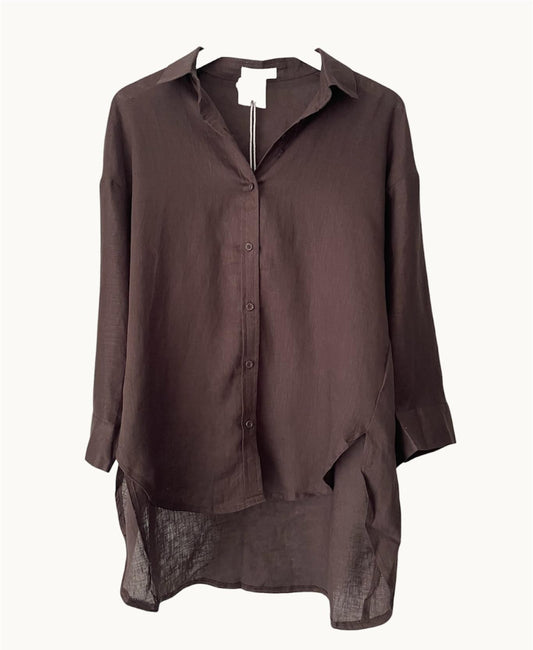 Little Lies - Linen Shirt Chocolate