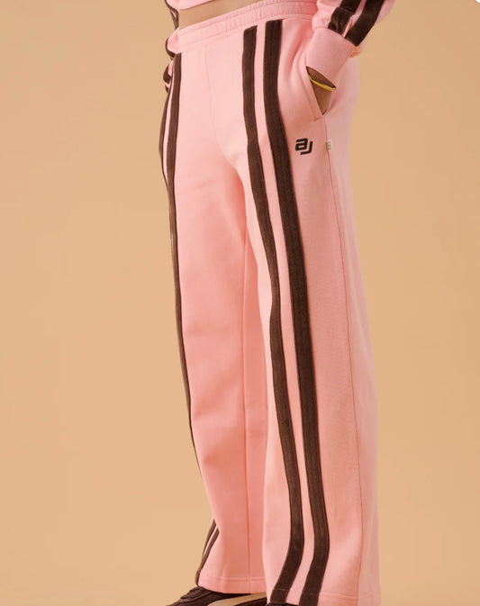 AJ logo stripe trackpants rose quartz