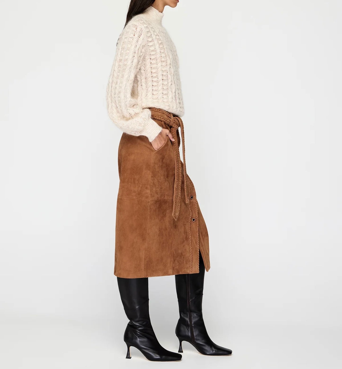 Mos Nola Suede Midi Skirt