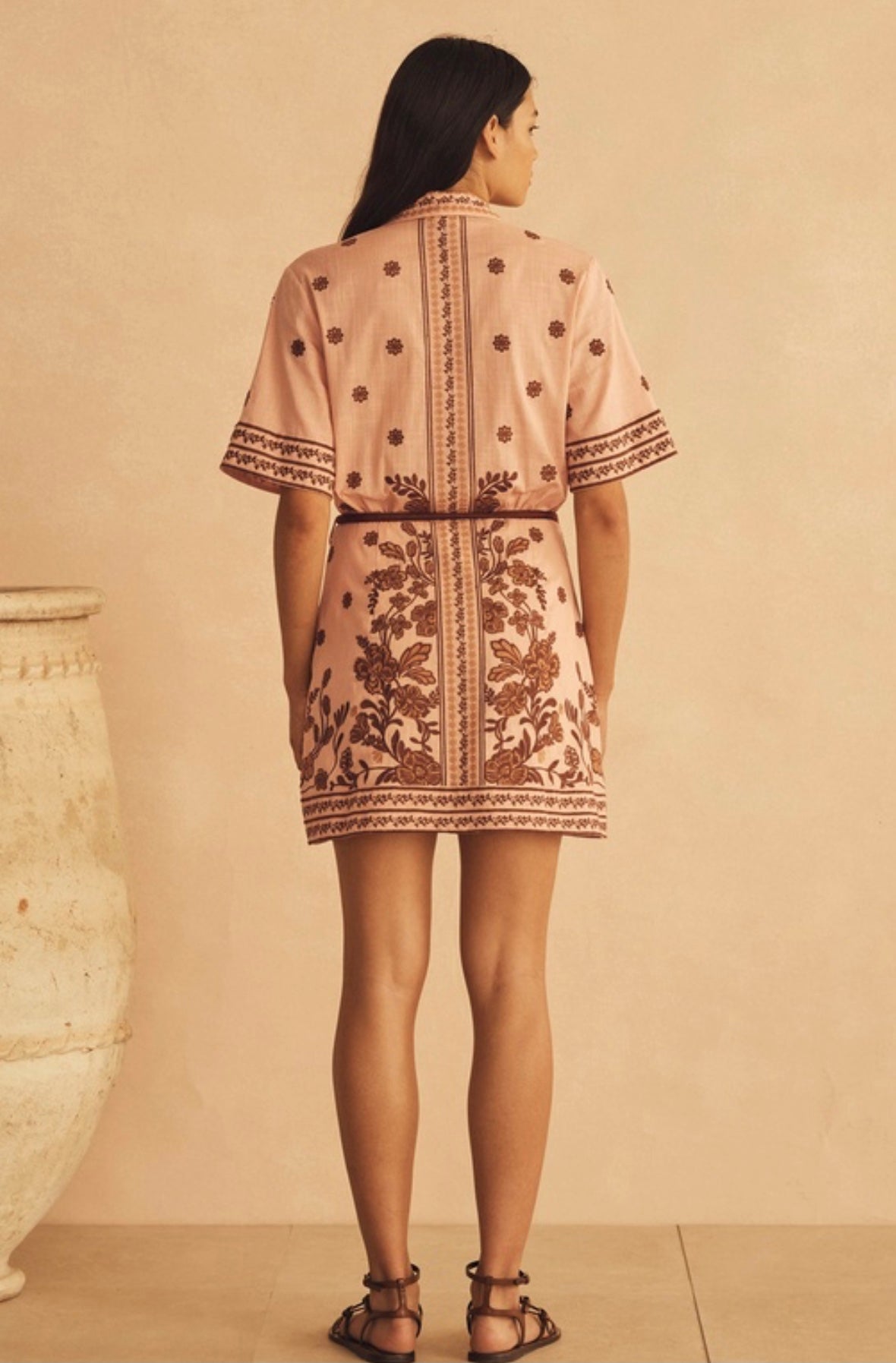 AUR OCEA Embroided Mini Shirt Dress