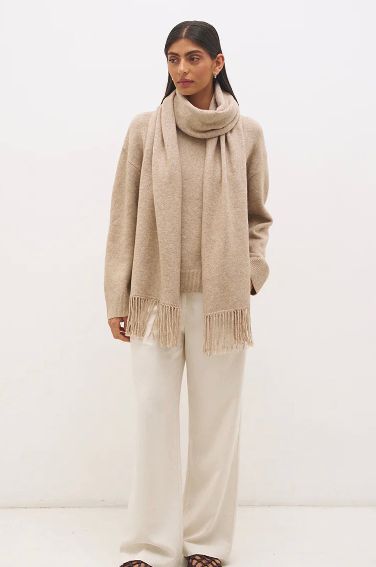Scarf Knit Jumper Natural - Mon Renn