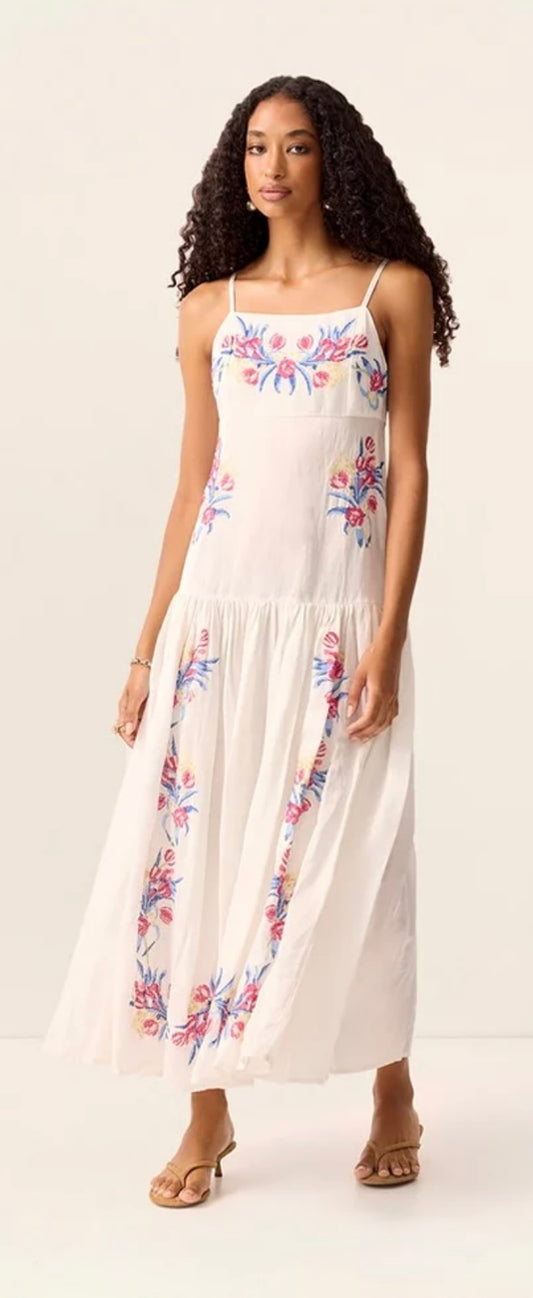Tulip Embroidery Midi Dress - Mos