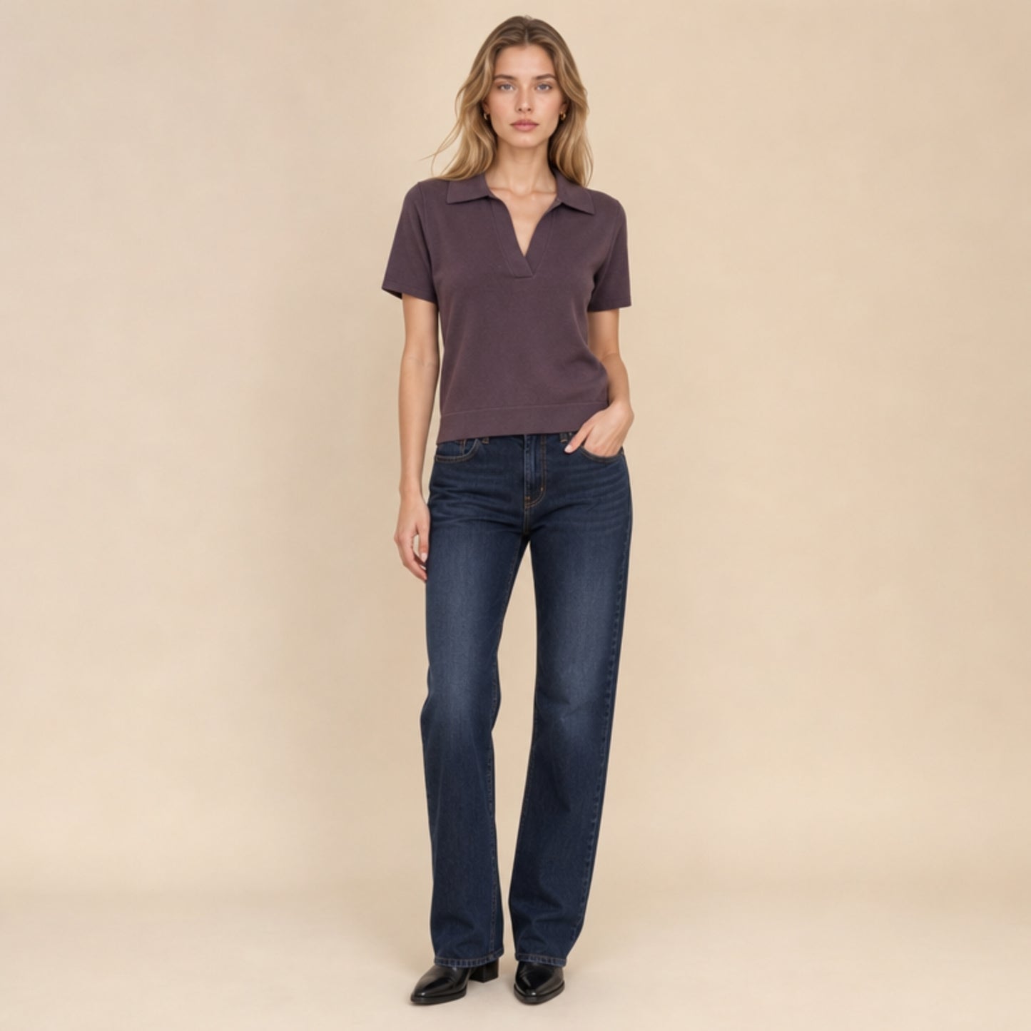 Polo knit top - Du Soleil