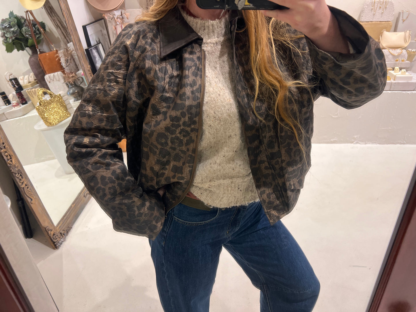 Leopard Print Bomber Jacket