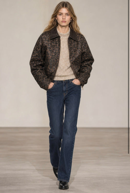 Leopard Print Bomber Jacket