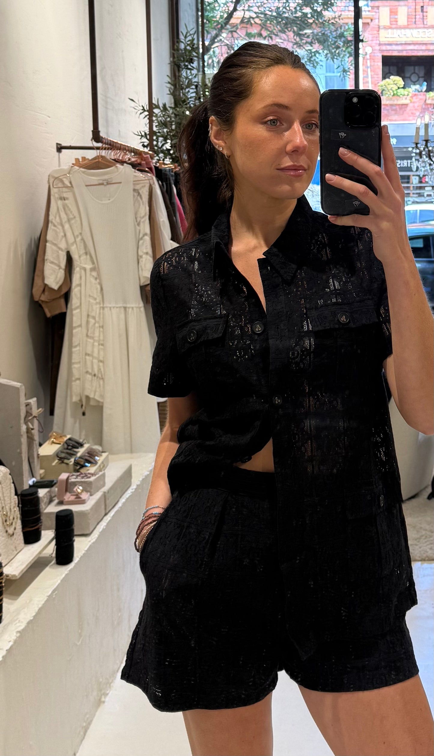 Mondara Lace Short Sleeve Top