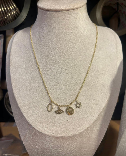 14 carrot gold necklace with charms.