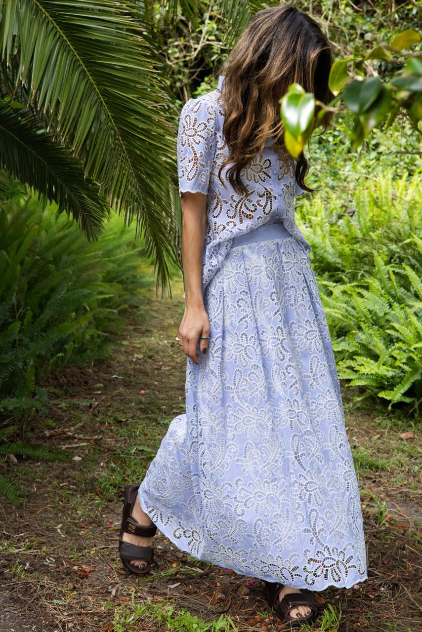 Liora cornflour lace skirt