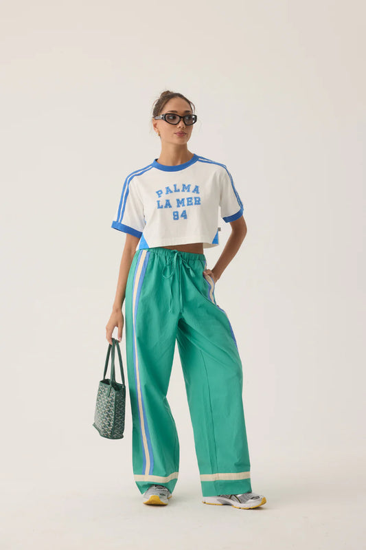 Araminta James - LA MER STRIPE PANT JADE GREEN