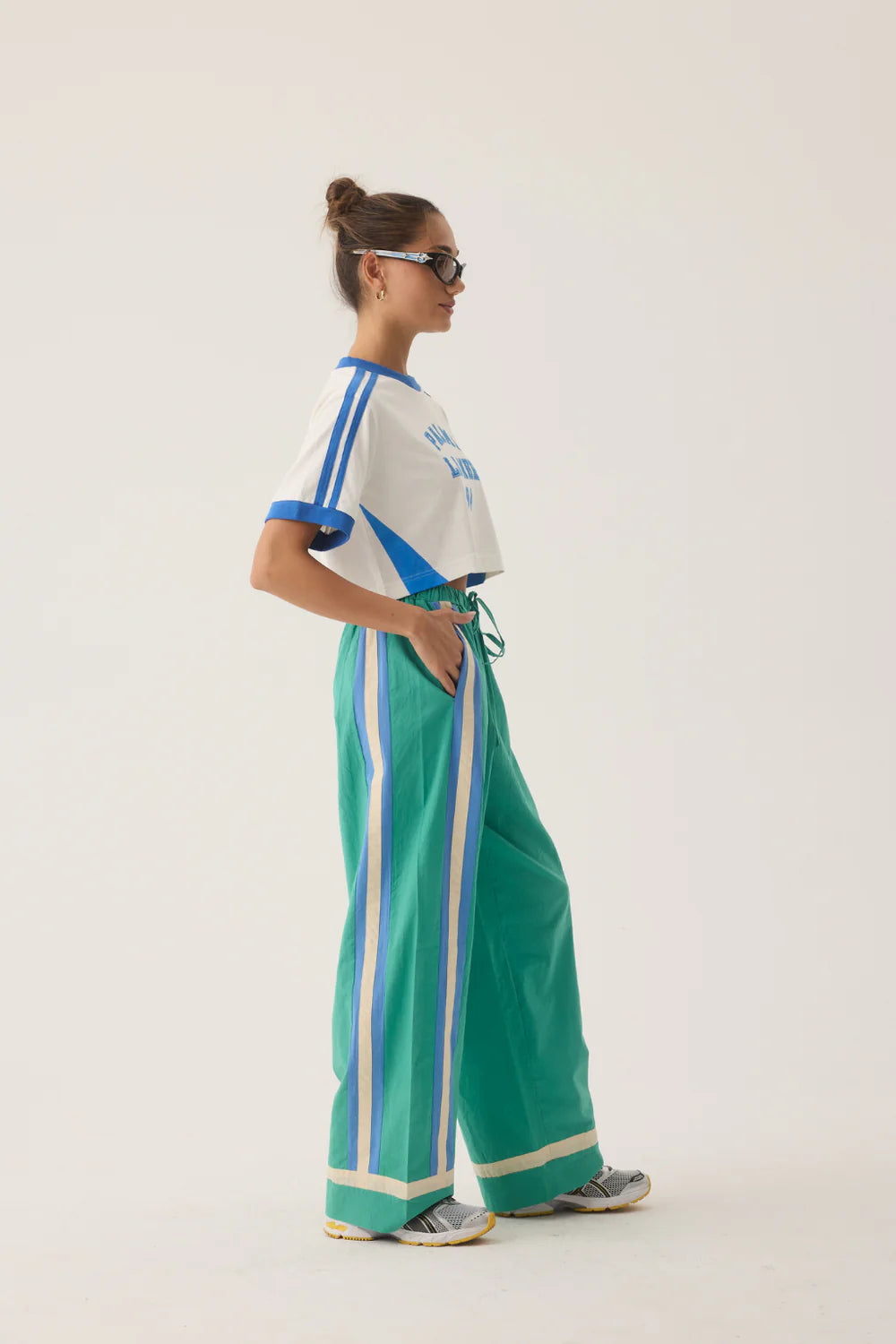 Araminta James - LA MER STRIPE PANT JADE GREEN