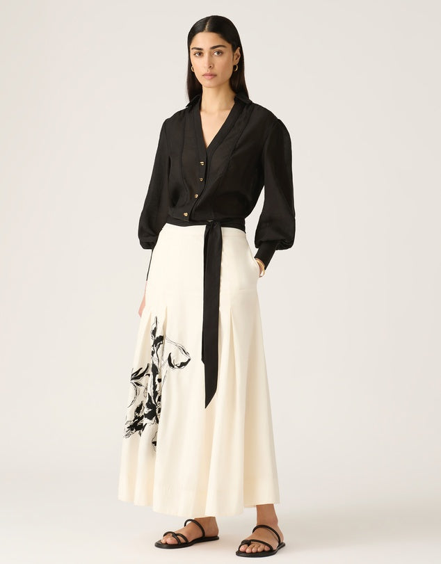 MOS The Label - lis embroidery midi skirt