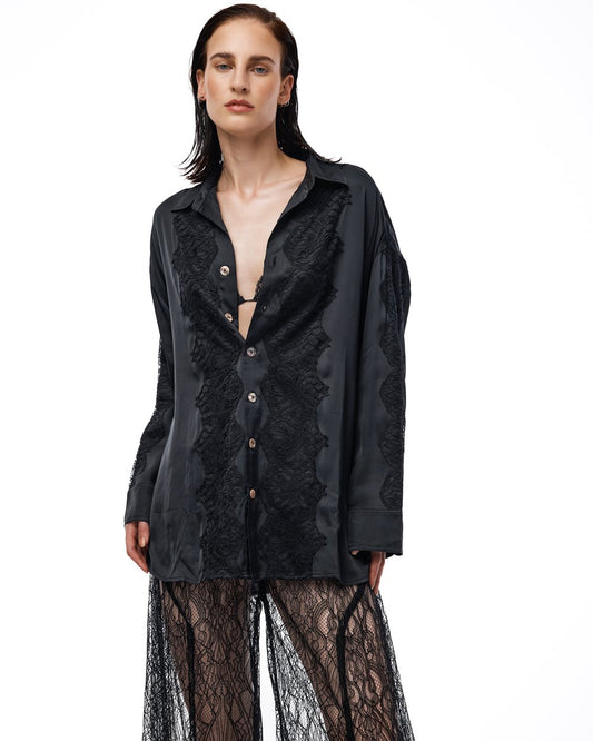 The Tales - Dixie Satin and Chantilly Black shirt