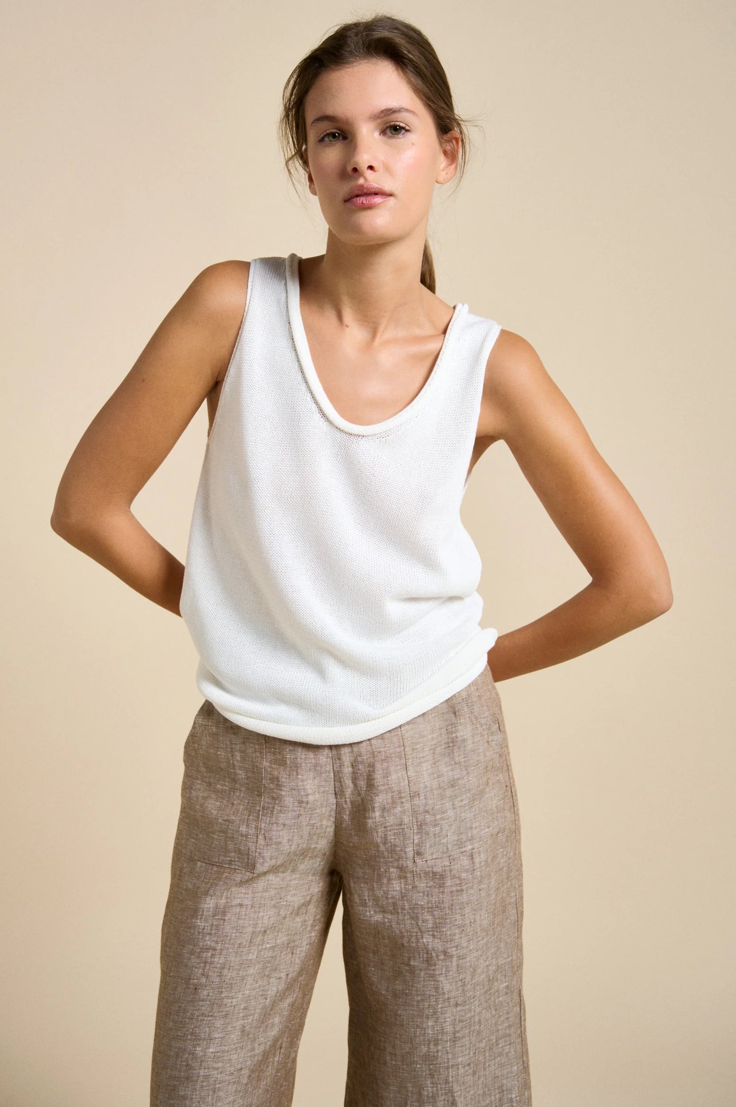 Little Lies - White Knit Tank