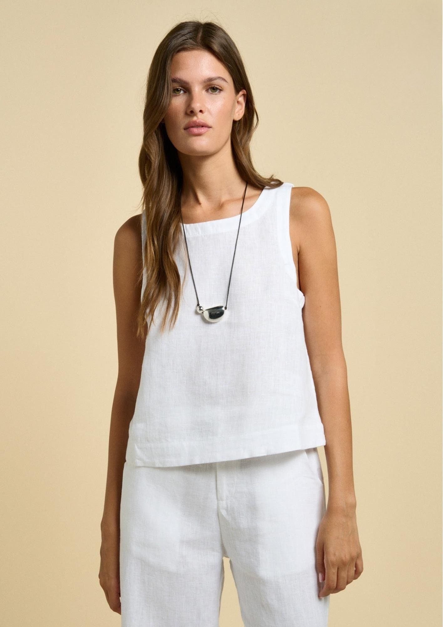 Little Lies - White Jude Linen Tank