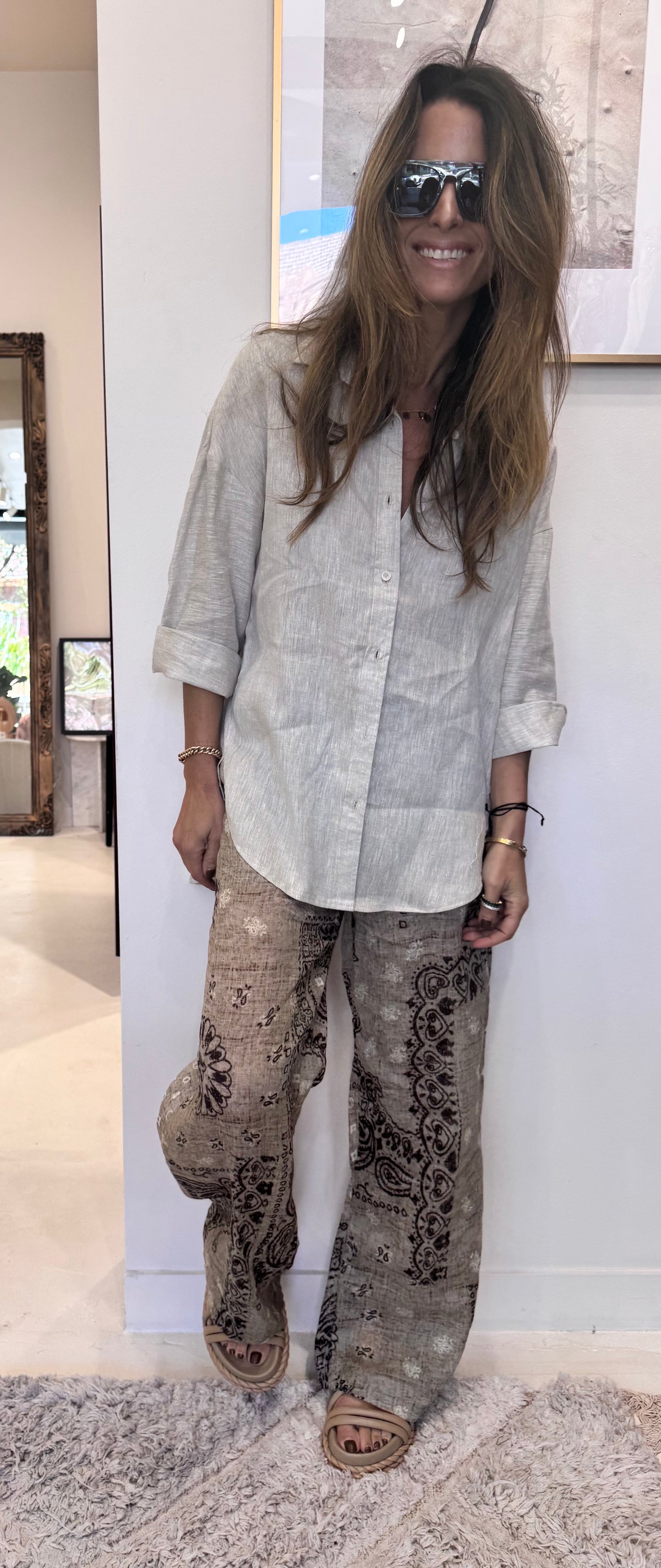 Little Lies - Printed Brown Pants