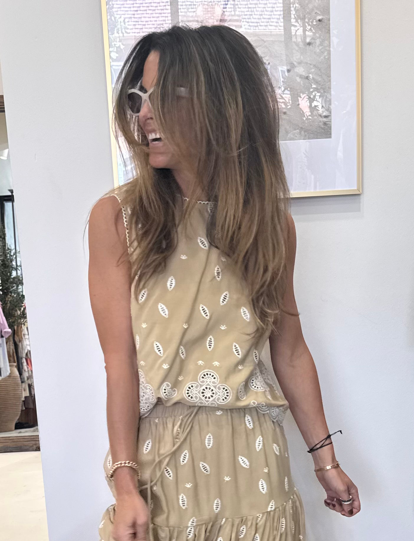 Liora Top in Yellow with Pattern