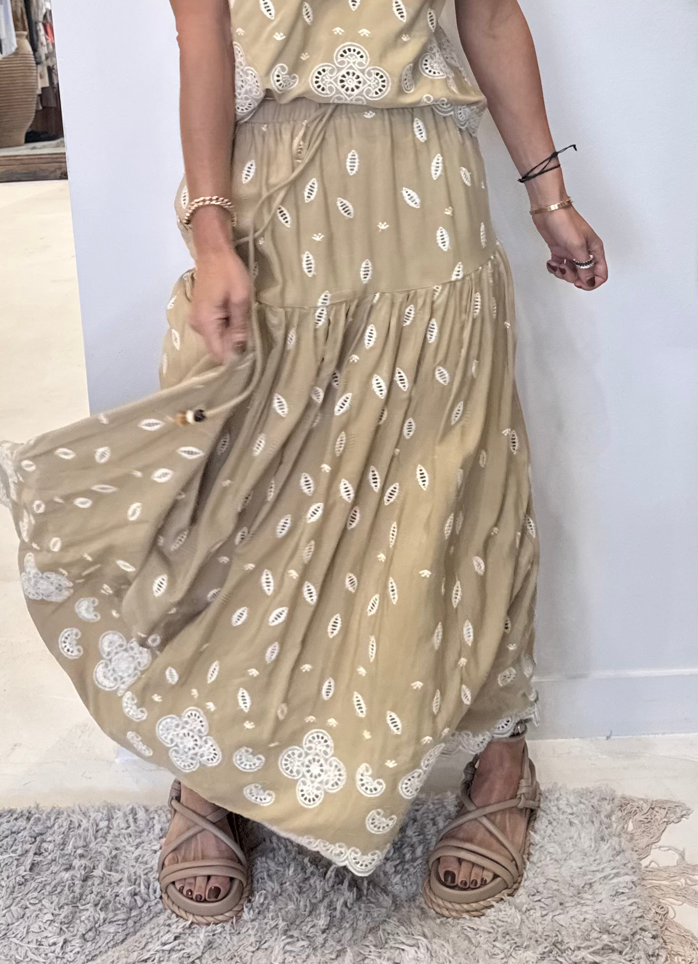 Liora Skirt in Yellow with Pattern