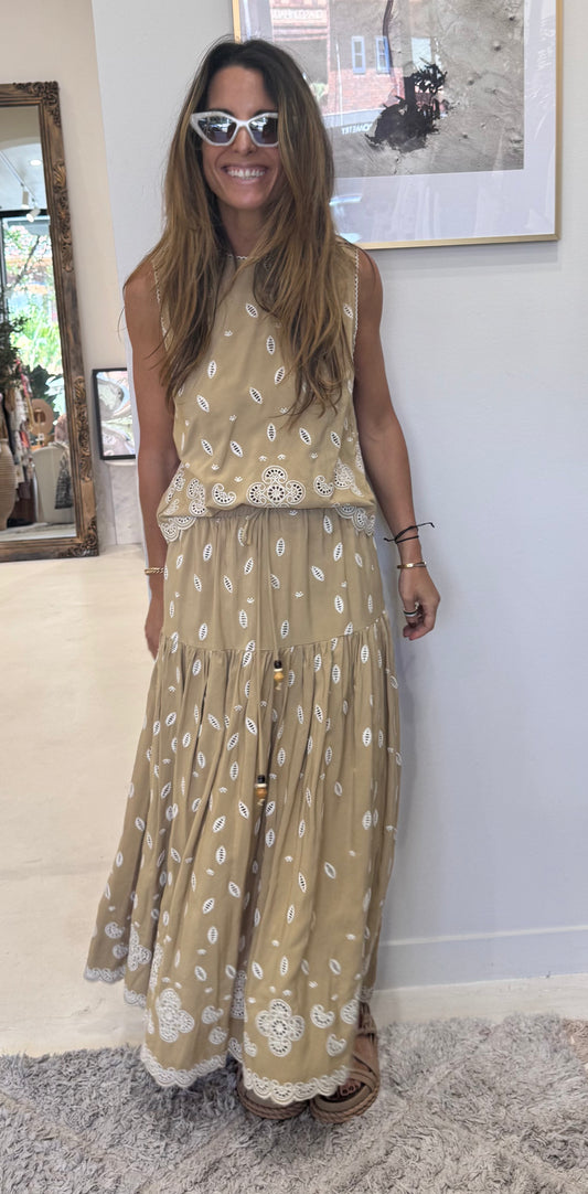 Liora Skirt in Yellow with Pattern