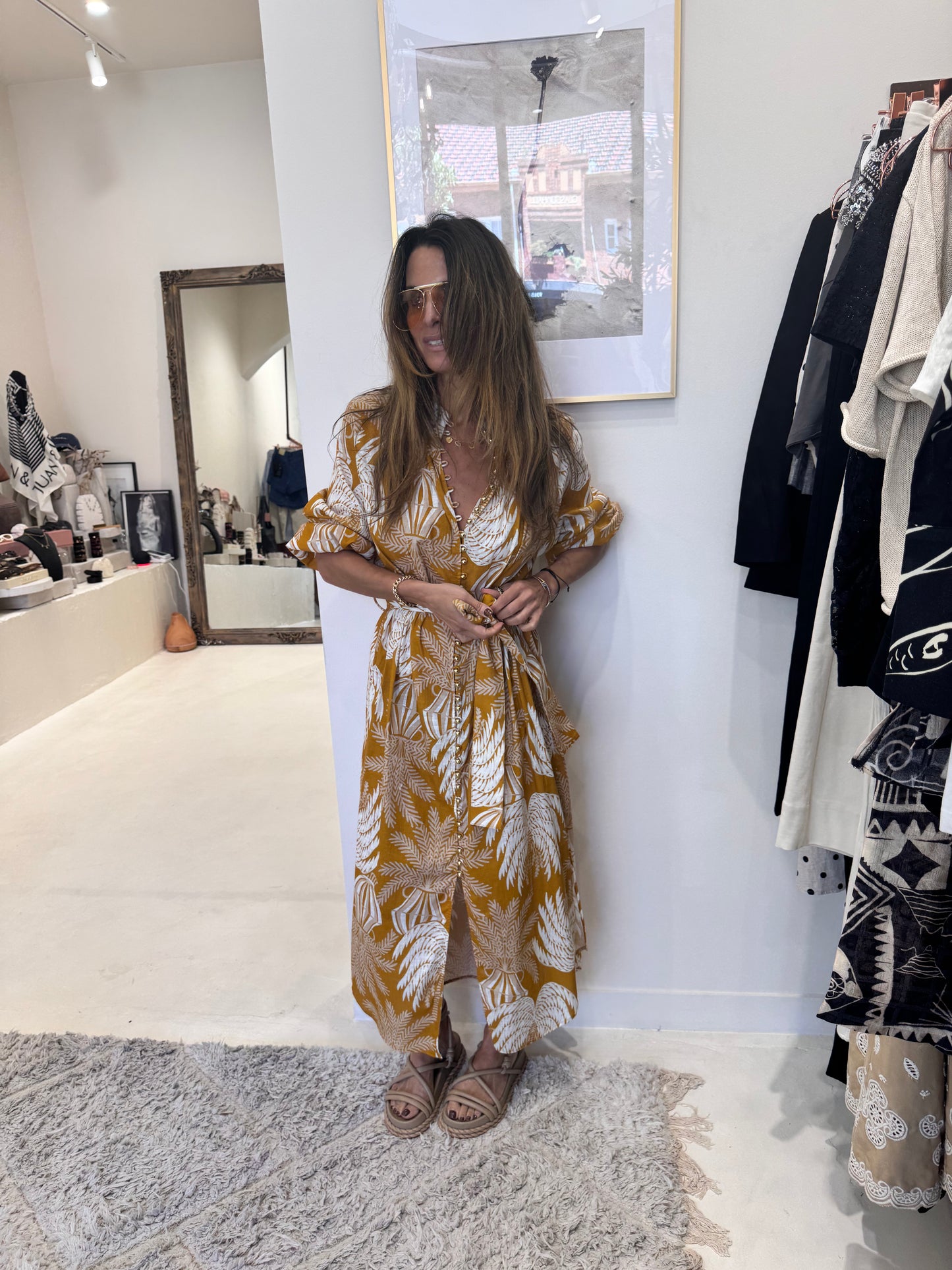 Aur Ocea - Long Pattern Yellow Dress