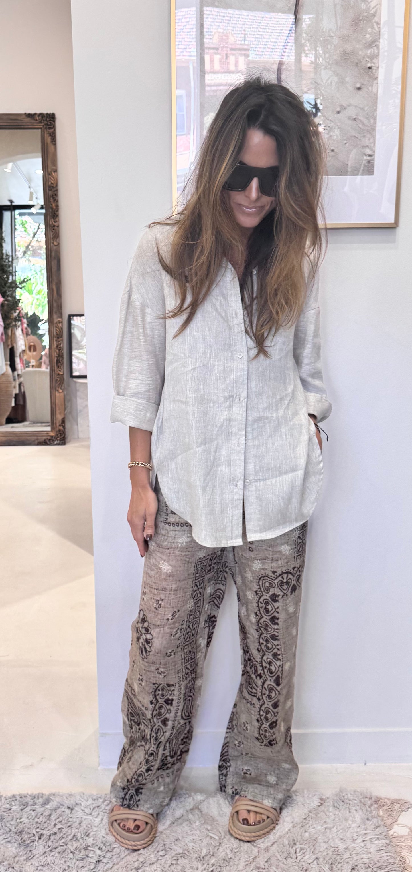 Little Lies - Printed Brown Pants