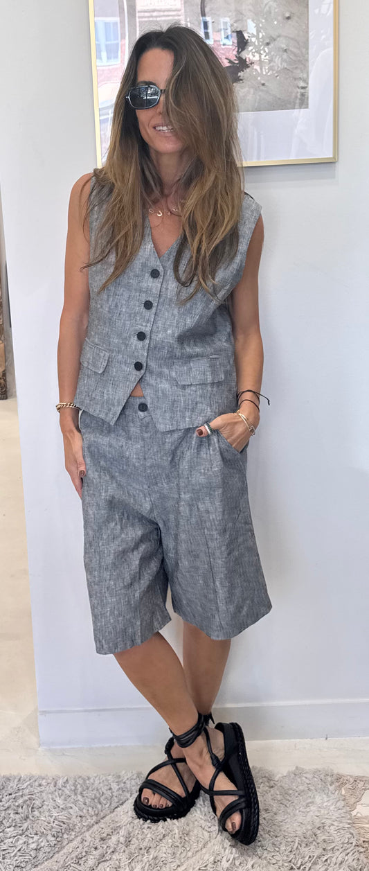 Liora - Grey Button Vest